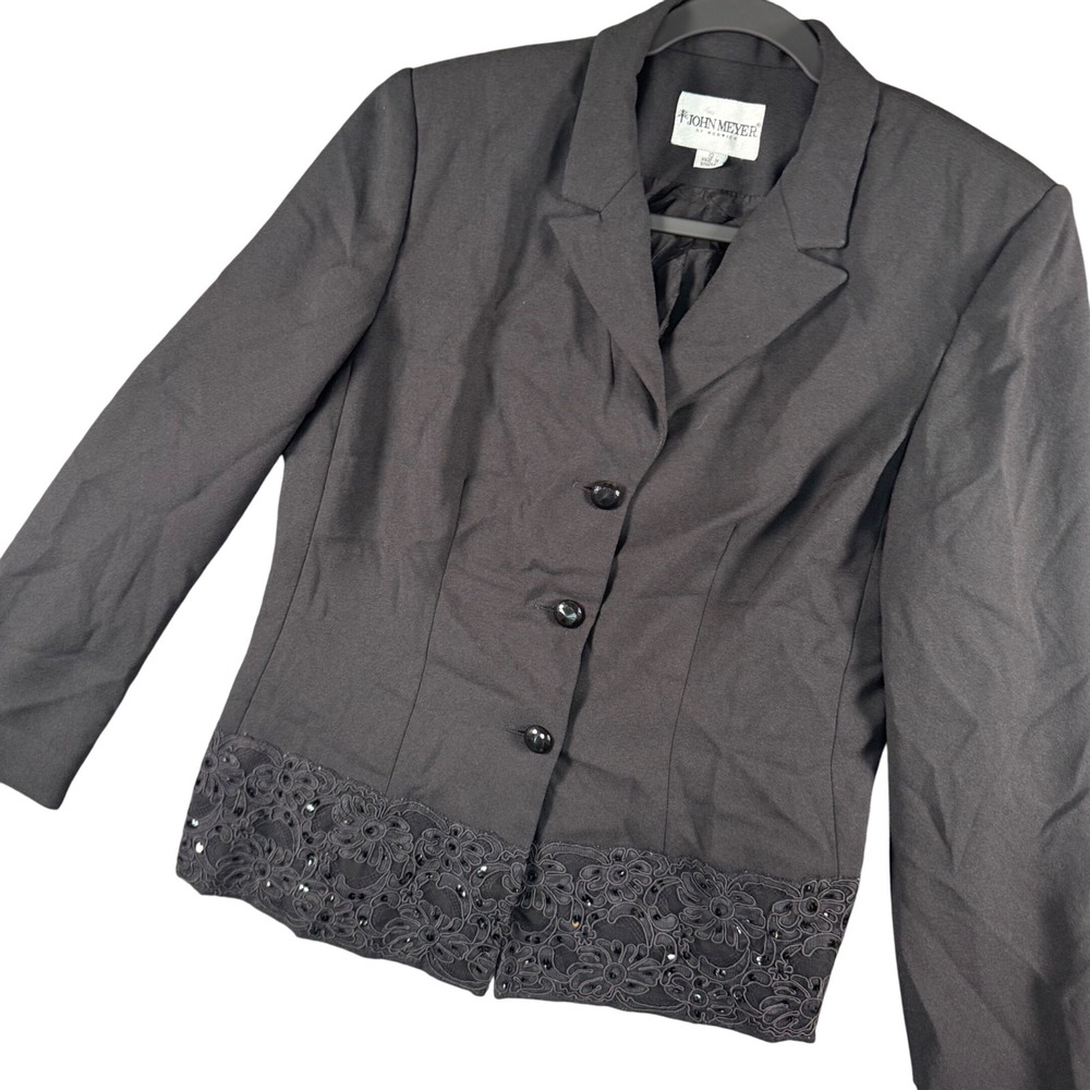 John Meyer Black Lace Trim Blazer Gothic Romantic Victorian Whimsigoth 10